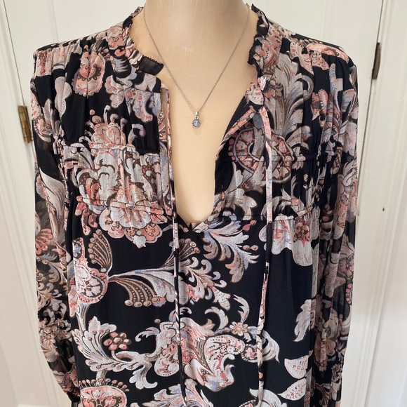 LOFT‎ Floral Black Dress with Lining - Size Small - Picture 2 of 14